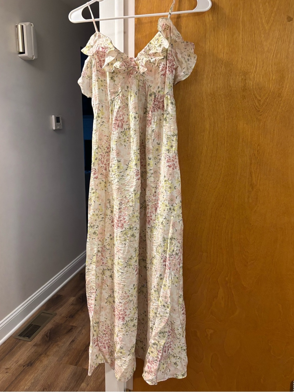 H&M Floral Ruffle Maxi Dress - Pink & Cream